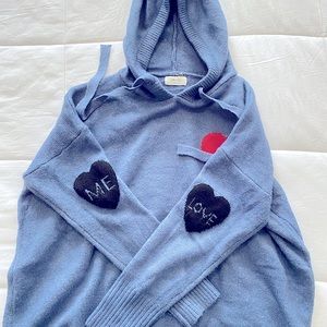 On You Oversized Blue Heart Hoodie NWOT